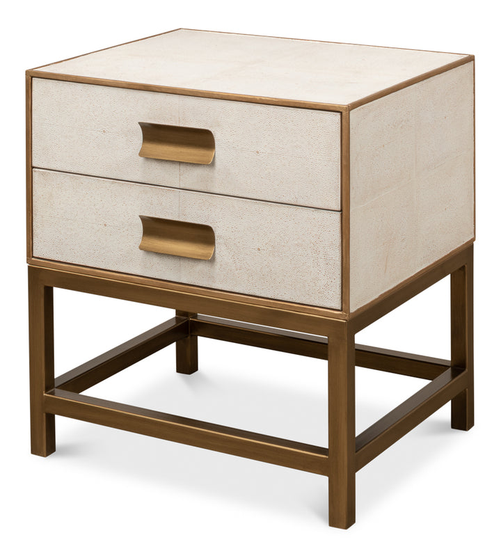 American Home Furniture | Sarreid - Gideon Shagreen Side Table - Osprey White