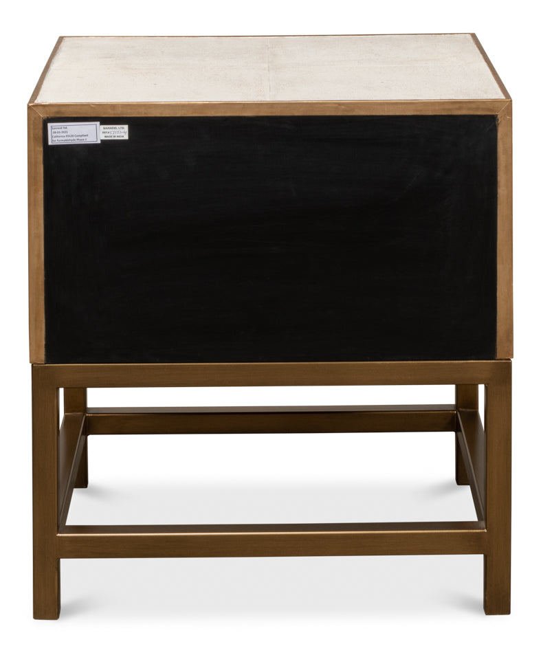 American Home Furniture | Sarreid - Gideon Shagreen Side Table - Osprey White
