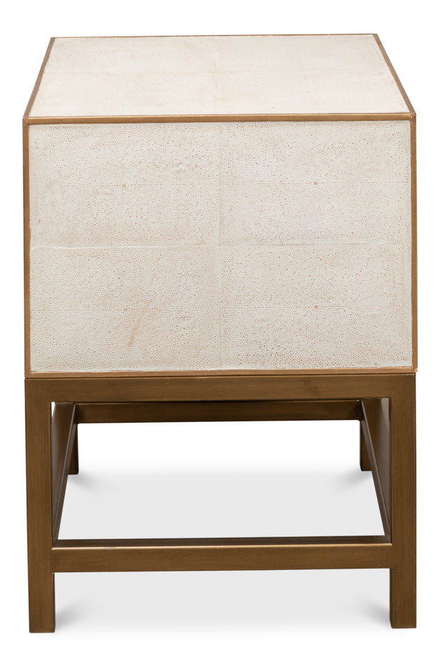 American Home Furniture | Sarreid - Gideon Shagreen Side Table - Osprey White