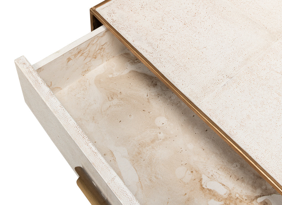 American Home Furniture | Sarreid - Gideon Shagreen Side Table - Osprey White