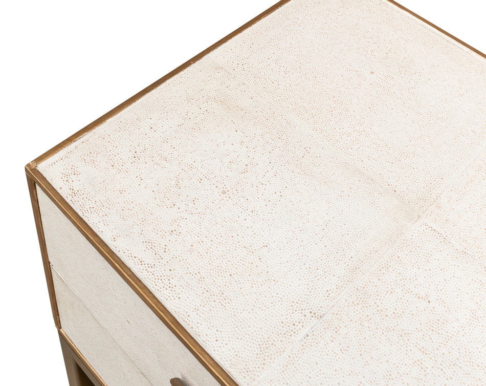 American Home Furniture | Sarreid - Gideon Shagreen Side Table - Osprey White