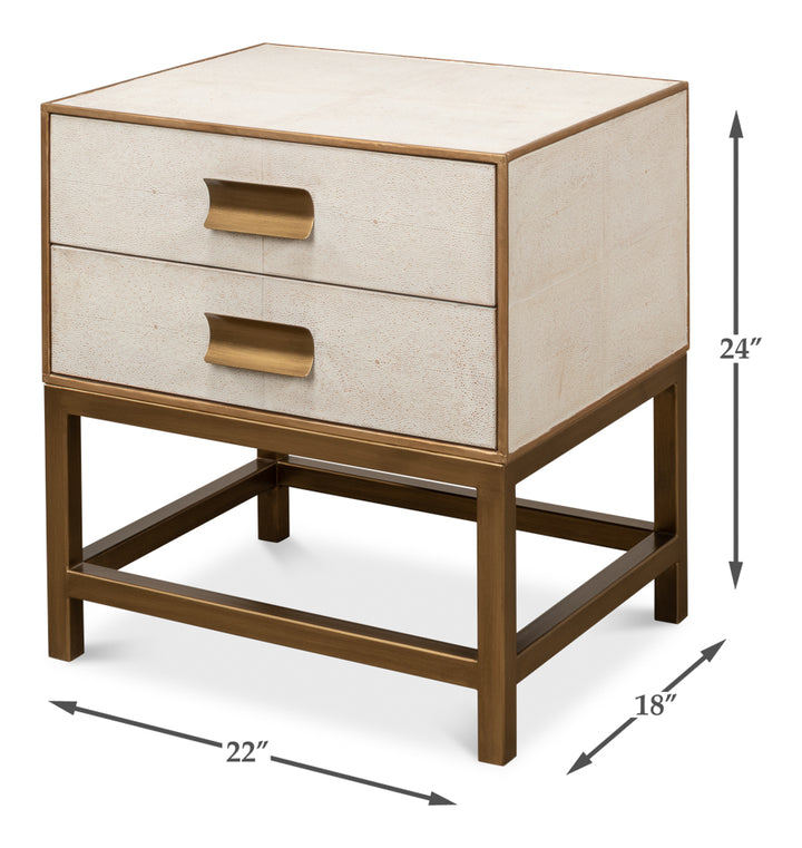 American Home Furniture | Sarreid - Gideon Shagreen Side Table - Osprey White