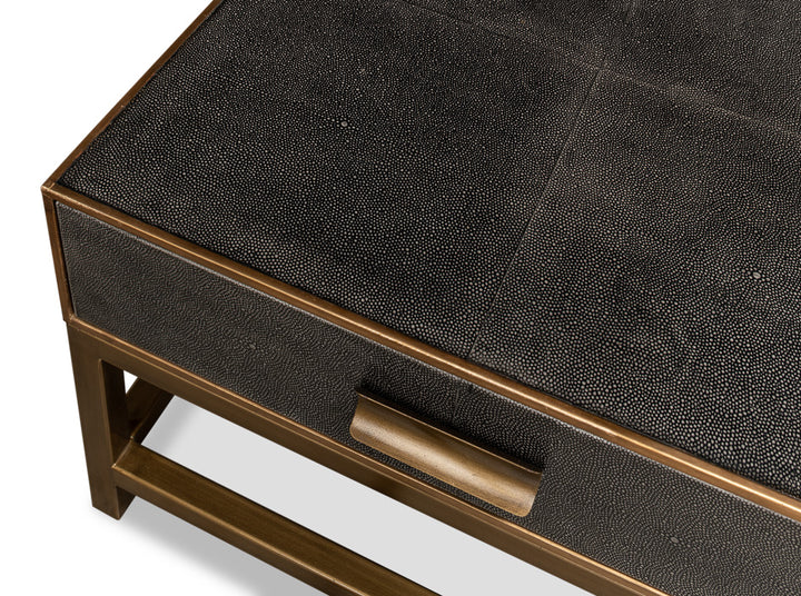 American Home Furniture | Sarreid - Gideon Shagreen Sq.Coffee Table Ant.Grey