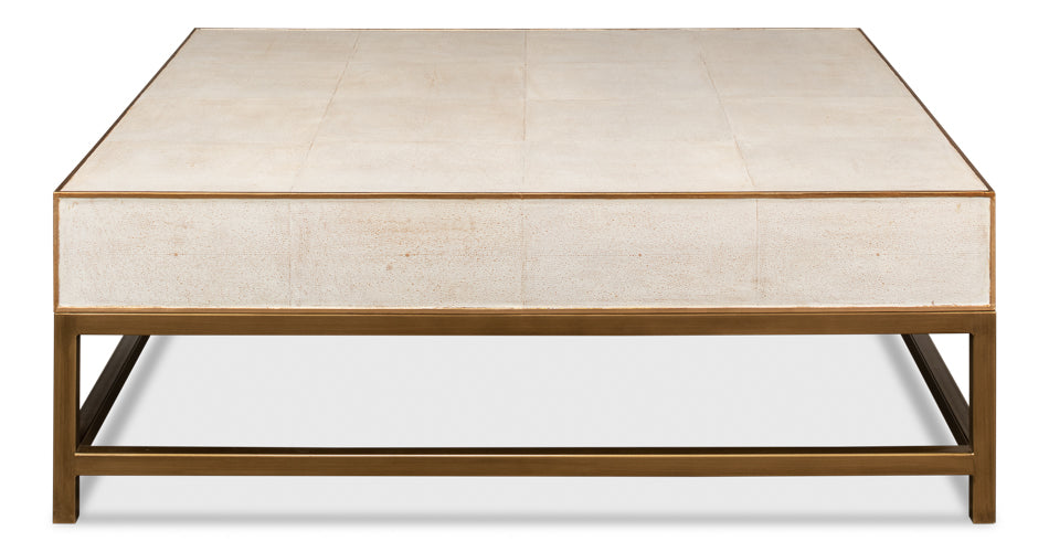 American Home Furniture | Sarreid - Gideon Shagreen Sq.Coffee Table - White