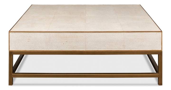 American Home Furniture | Sarreid - Gideon Shagreen Sq.Coffee Table - White