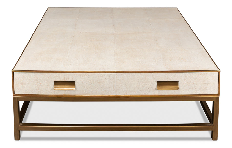 American Home Furniture | Sarreid - Gideon Shagreen Sq.Coffee Table - White