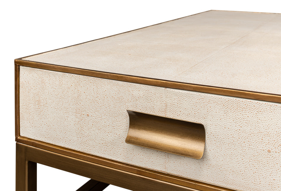 American Home Furniture | Sarreid - Gideon Shagreen Sq.Coffee Table - White