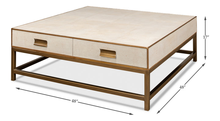 American Home Furniture | Sarreid - Gideon Shagreen Sq.Coffee Table - White