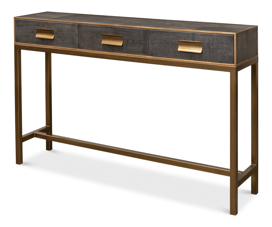 American Home Furniture | Sarreid - Gideon Shagreen Console Table - Ant.Grey 