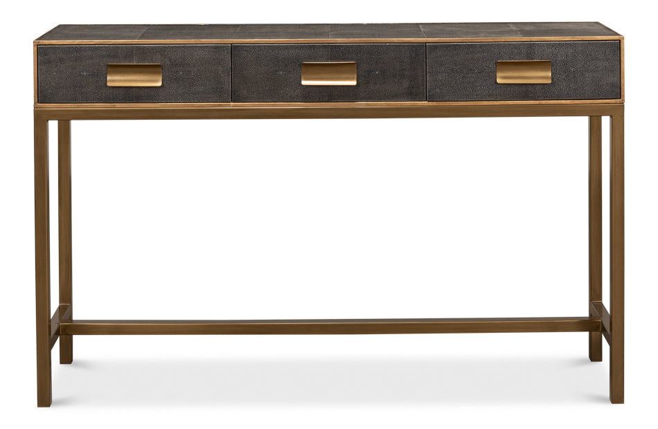 American Home Furniture | Sarreid - Gideon Shagreen Console Table - Ant.Grey 