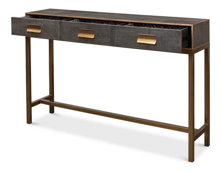 American Home Furniture | Sarreid - Gideon Shagreen Console Table - Ant.Grey 