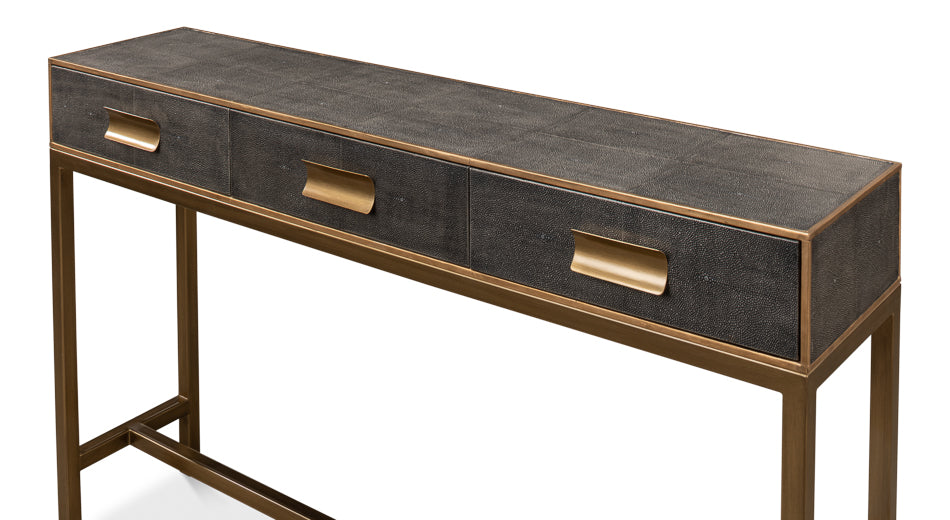 American Home Furniture | Sarreid - Gideon Shagreen Console Table - Ant.Grey 