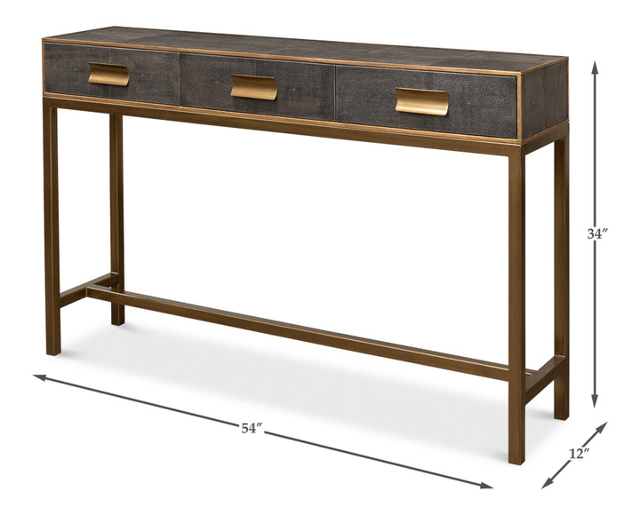 American Home Furniture | Sarreid - Gideon Shagreen Console Table - Ant.Grey 