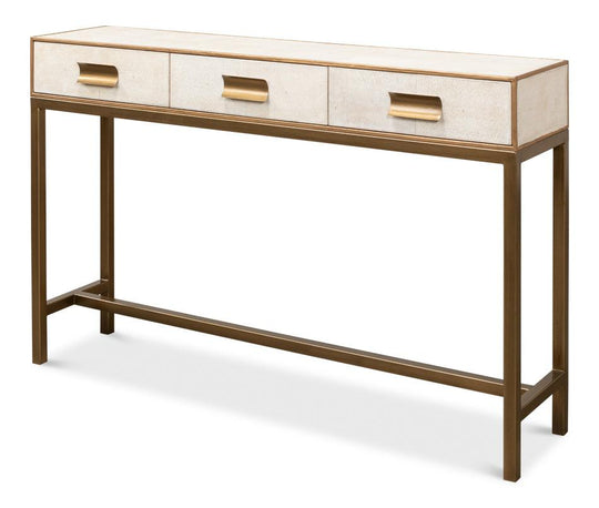 Sarreid Gideon Shagreen Console - Osprey White CONSOLE TABLES