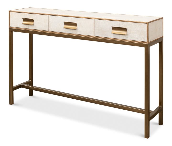 American Home Furniture | Sarreid - Gideon Shagreen Console - Osprey White