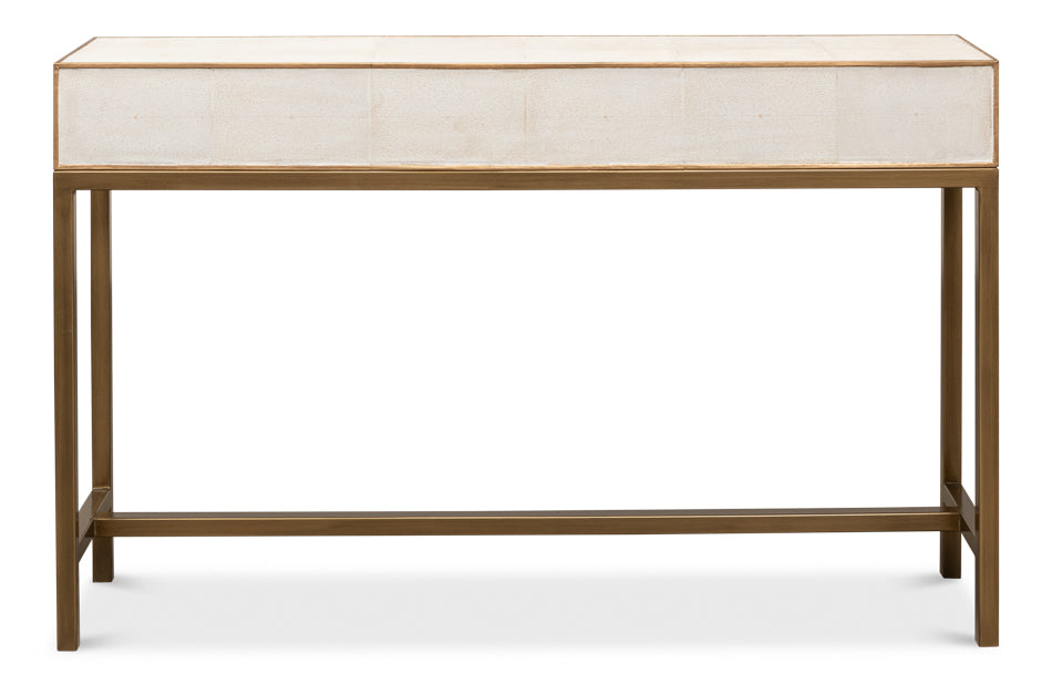 American Home Furniture | Sarreid - Gideon Shagreen Console - Osprey White