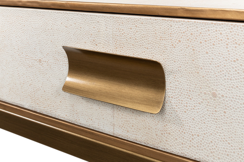 American Home Furniture | Sarreid - Gideon Shagreen Console - Osprey White