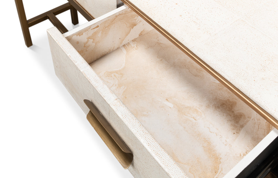 American Home Furniture | Sarreid - Gideon Shagreen Console - Osprey White