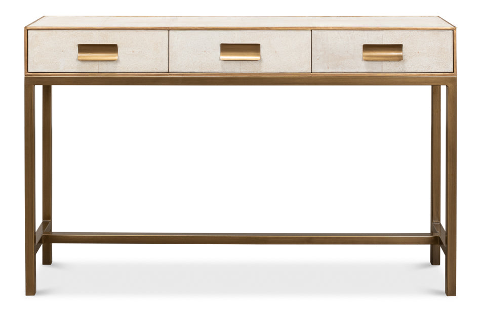 American Home Furniture | Sarreid - Gideon Shagreen Console - Osprey White