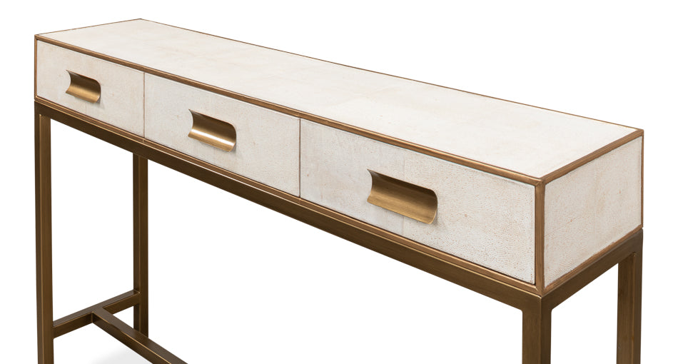 American Home Furniture | Sarreid - Gideon Shagreen Console - Osprey White