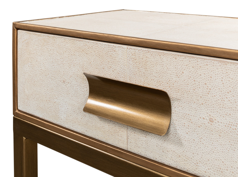 American Home Furniture | Sarreid - Gideon Shagreen Console - Osprey White