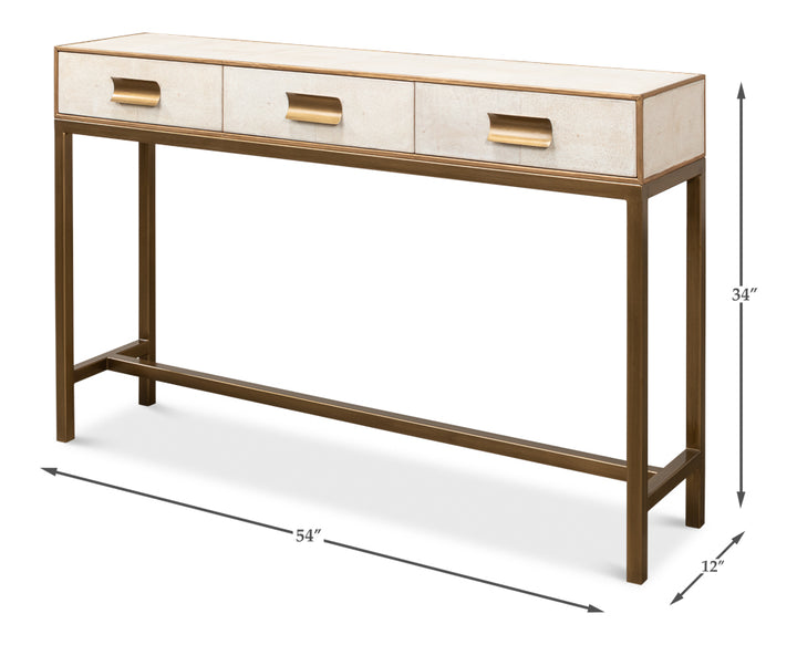 American Home Furniture | Sarreid - Gideon Shagreen Console - Osprey White