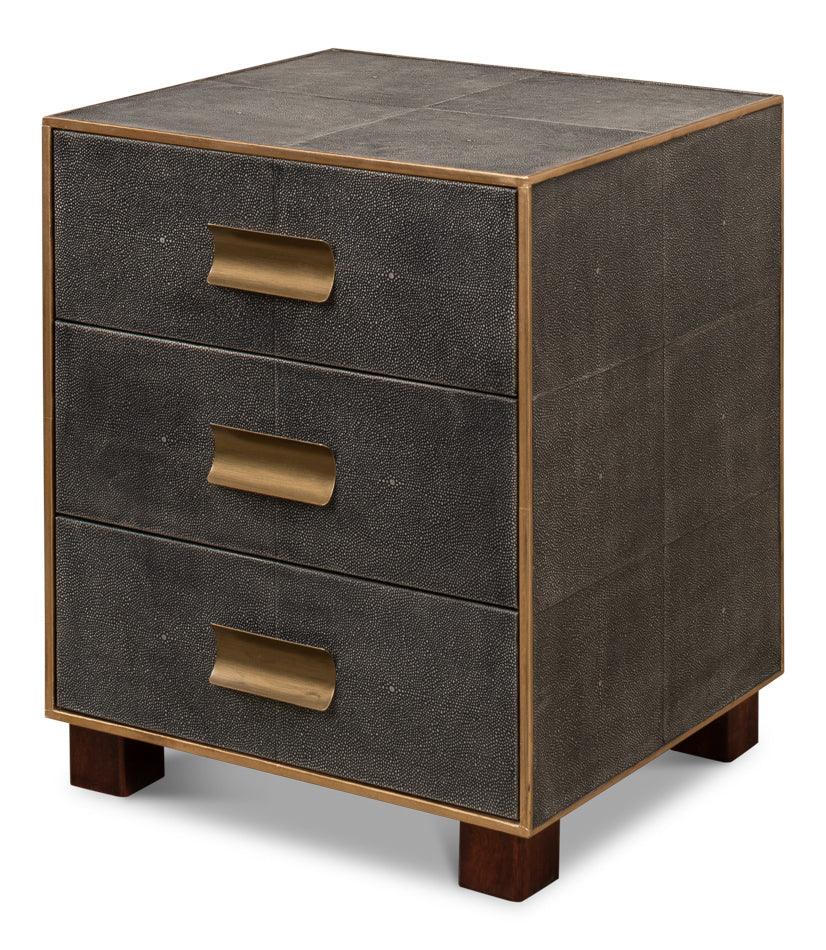 Sarreid Gideon Shagreen 3 Drawer Side Table - Gry ACCENT TABLES