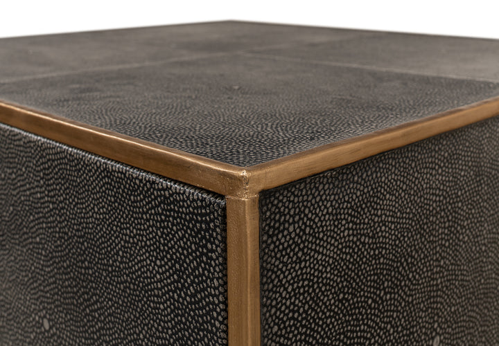 American Home Furniture | Sarreid - Gideon Shagreen 3 Drawer Side Table - Gry