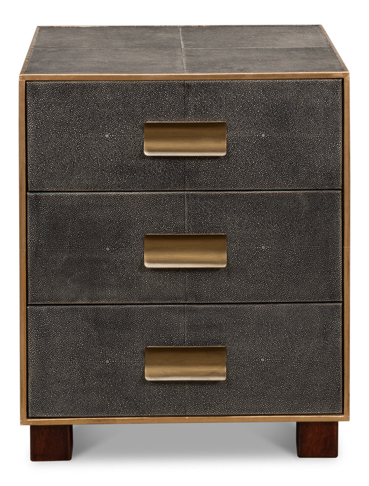 American Home Furniture | Sarreid - Gideon Shagreen 3 Drawer Side Table - Gry