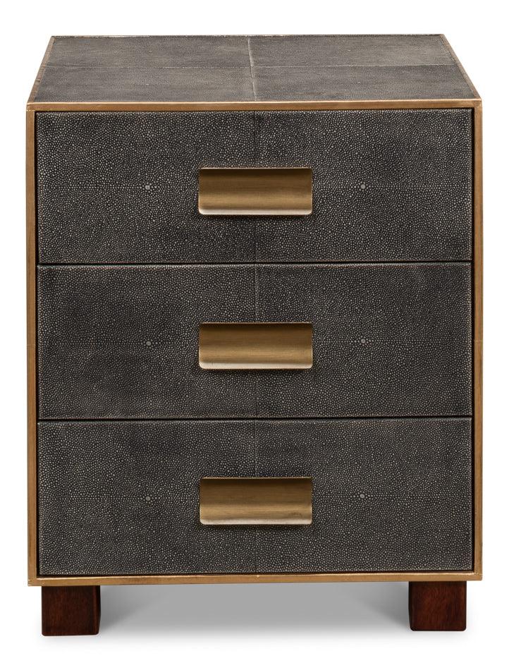 Sarreid Gideon Shagreen 3 Drawer Side Table - Gry ACCENT TABLES
