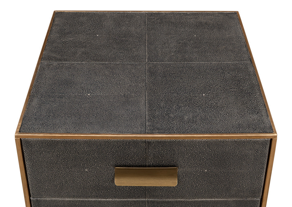 American Home Furniture | Sarreid - Gideon Shagreen 3 Drawer Side Table - Gry