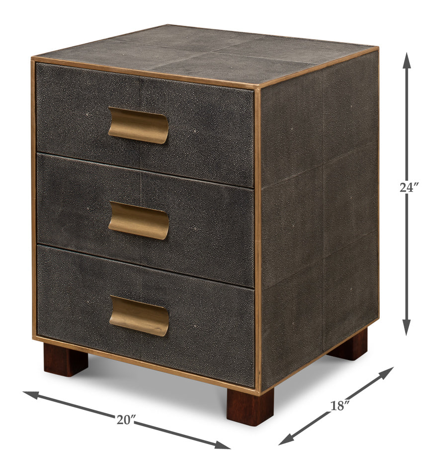 American Home Furniture | Sarreid - Gideon Shagreen 3 Drawer Side Table - Gry
