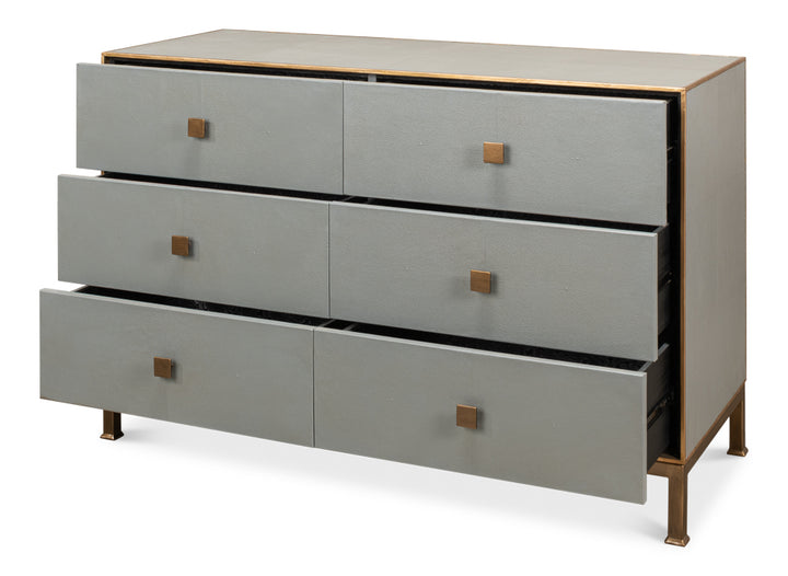 American Home Furniture | Sarreid - Gillian Six Drawer Dresser - Storm Grey