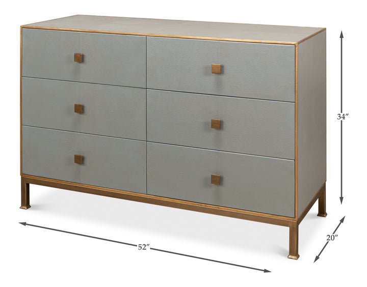 American Home Furniture | Sarreid - Gillian Six Drawer Dresser - Storm Grey