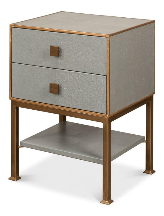 Sarreid Gillian Two Drawer Nightstand - Storm Gry NIGHTSTANDS