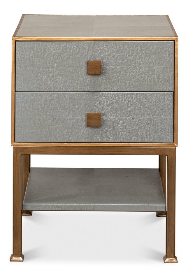 Sarreid Gillian Two Drawer Nightstand - Storm Gry NIGHTSTANDS