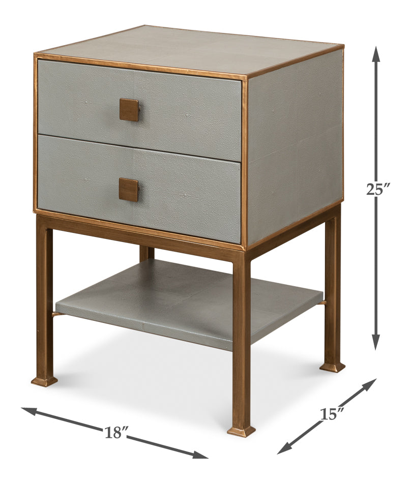 American Home Furniture | Sarreid - Gillian Two Drawer Nightstand - Storm Gry