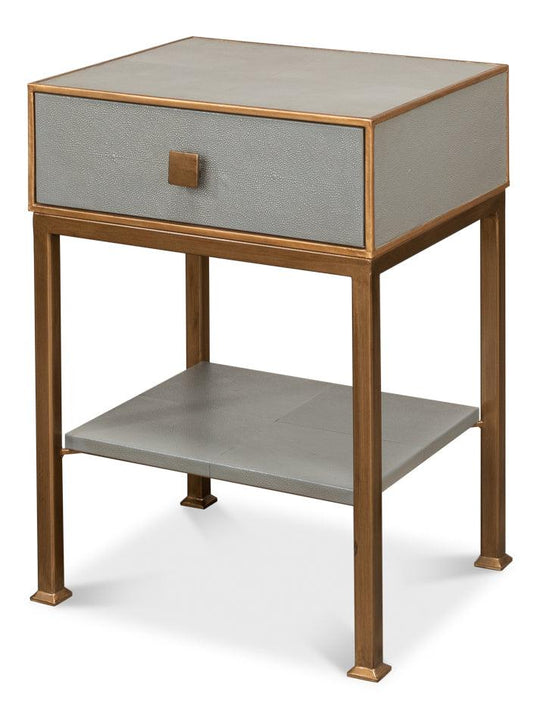 Sarreid Gillian One Drawer Nightstand - Storm Gry NIGHTSTANDS
