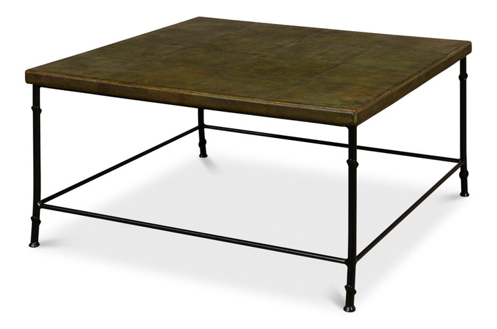 American Home Furniture | Sarreid - Shagreen Square Coffee Table - Leaf