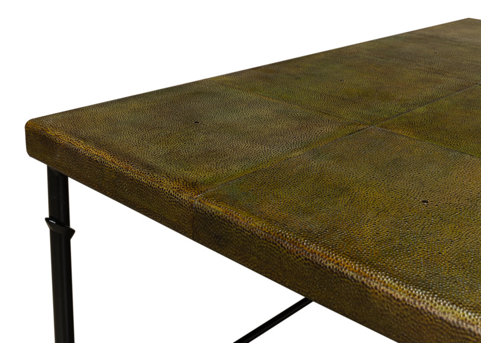 American Home Furniture | Sarreid - Shagreen Square Coffee Table - Leaf