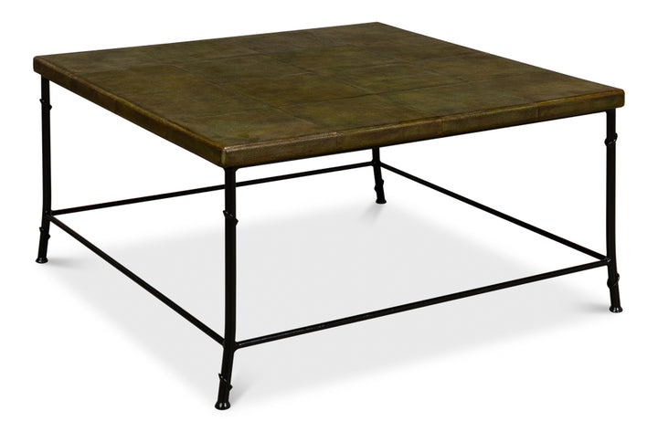 American Home Furniture | Sarreid - Shagreen Square Coffee Table - Leaf