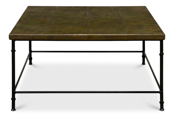 American Home Furniture | Sarreid - Shagreen Square Coffee Table - Leaf