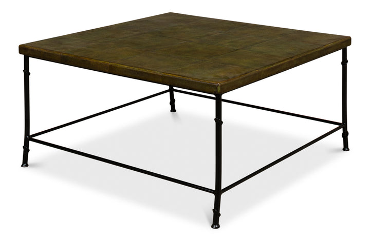 American Home Furniture | Sarreid - Shagreen Square Coffee Table - Leaf