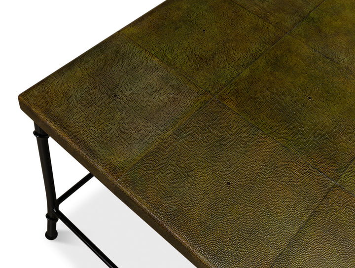 American Home Furniture | Sarreid - Shagreen Square Coffee Table - Leaf