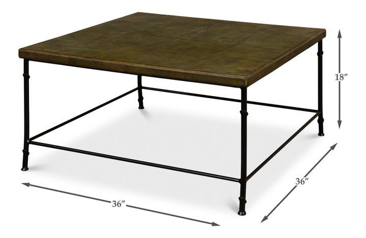 American Home Furniture | Sarreid - Shagreen Square Coffee Table - Leaf