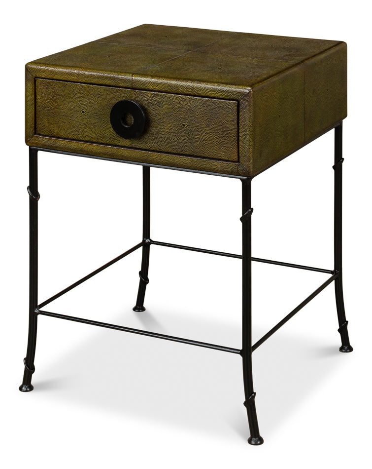 American Home Furniture | Sarreid - Gabriella Shagreen Side Table - Leaf