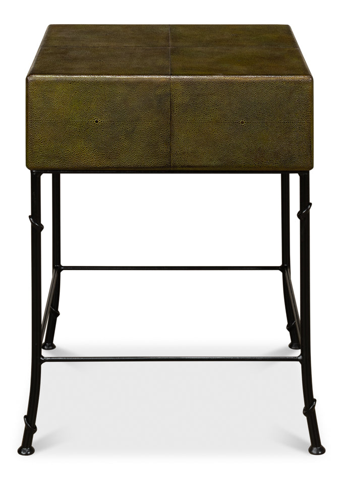 American Home Furniture | Sarreid - Gabriella Shagreen Side Table - Leaf