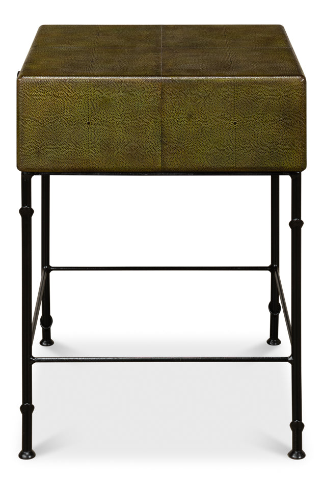American Home Furniture | Sarreid - Gabriella Shagreen Side Table - Leaf