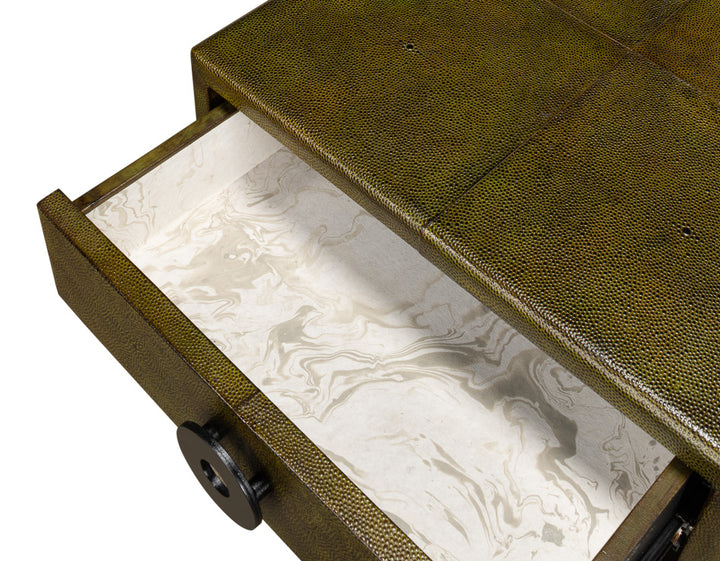 American Home Furniture | Sarreid - Gabriella Shagreen Side Table - Leaf