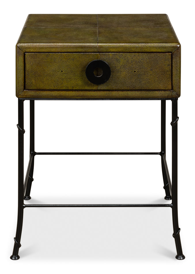 American Home Furniture | Sarreid - Gabriella Shagreen Side Table - Leaf